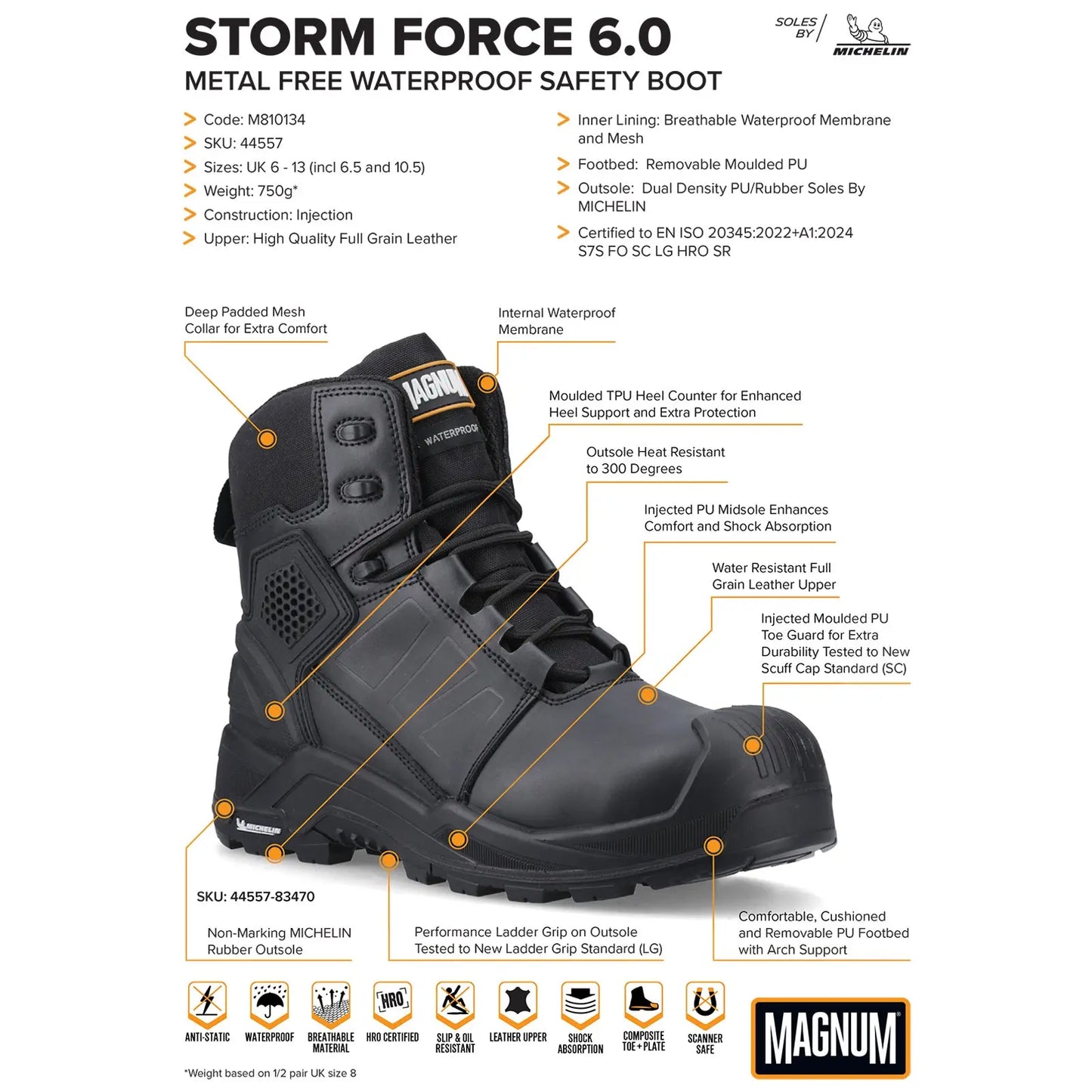 Magnum Unisex Storm Force 6.0 S7 Safety Boots
