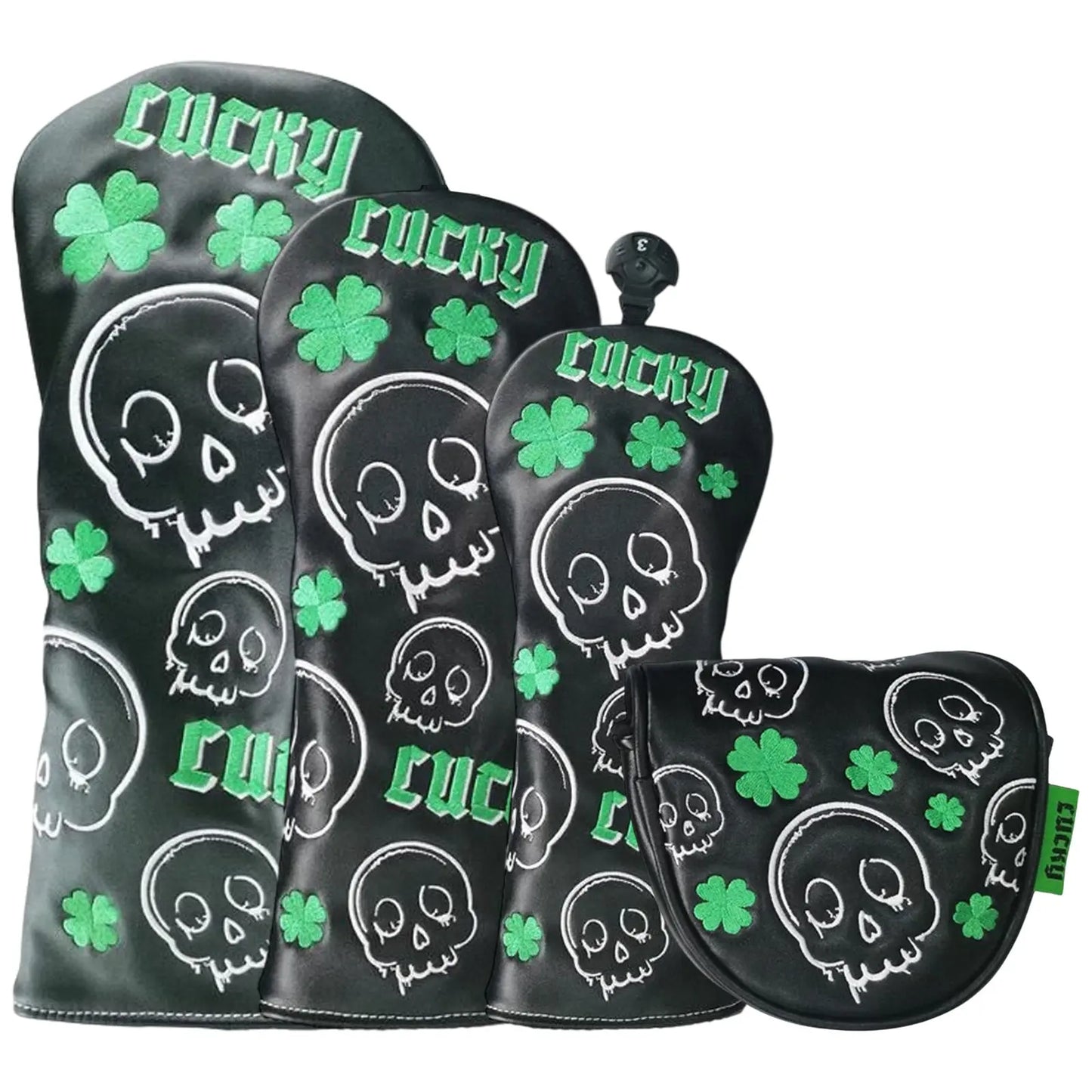 Legend Golf Club Lucky Skulls Headcovers - Black / Green