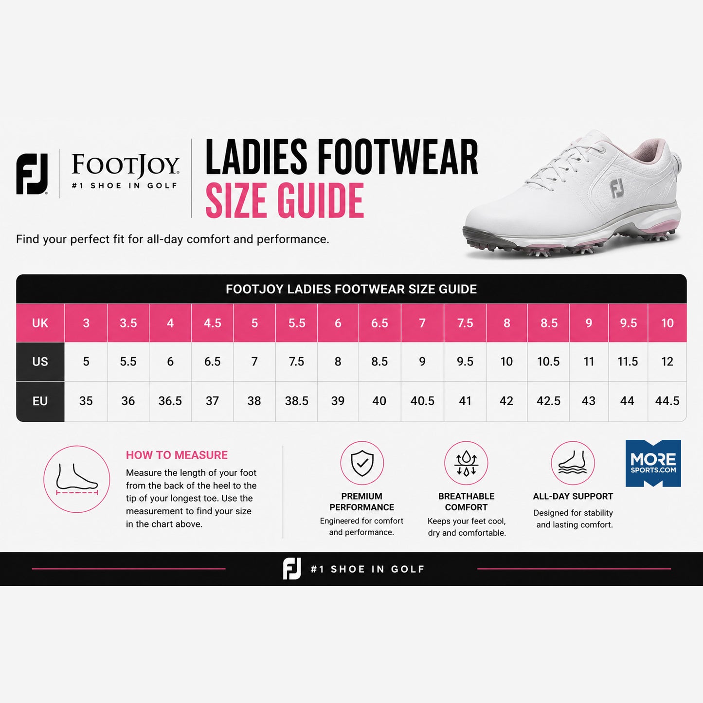 FootJoy Ladies Tour Rival Waterproof Golf Shoes
