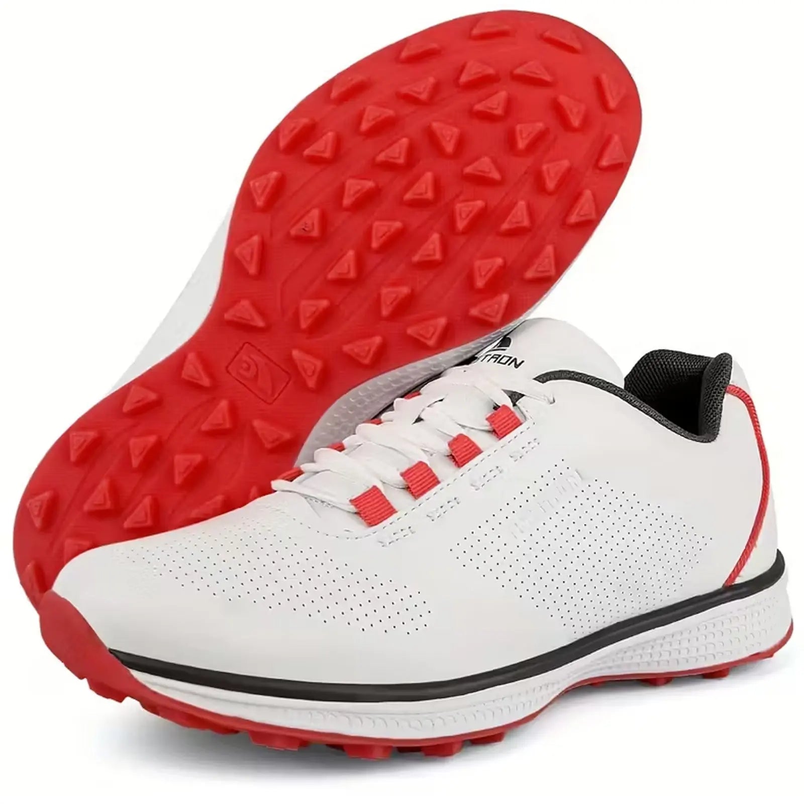 Threston Mens 12 Red Fashion Golf Shoes Outdoor Leather Formal Spiked Golfing Spiked Golf Shoes Online - Fresco Golf main image 2