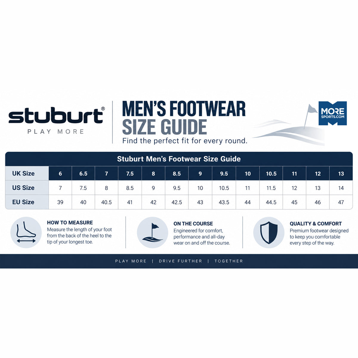 Stuburt Mens Footwear Size Guide