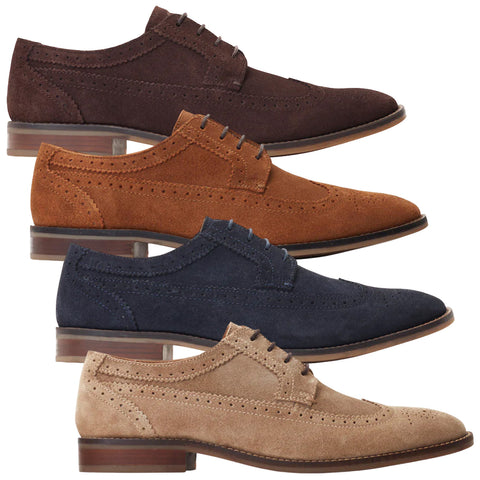 Base London Mens Twain Suede Brogue Shoes
