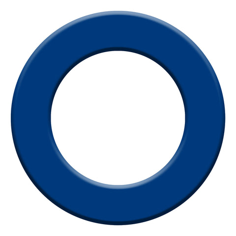 A solid blue circular ring is centered in the image displaying a hollow center against a plain white background. The ring appears smooth and slightly raised along the edges.