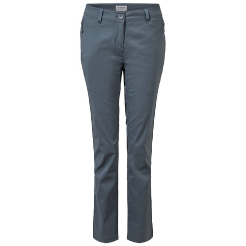 Gray pants with a straight leg design are displayed upright against a neutral background showcasing a button closure and side pockets for functionality and style.