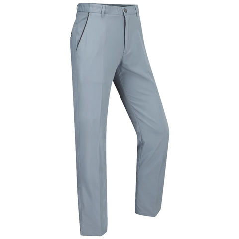Light blue trousers are displayed upright showcasing a relaxed fit and streamlined design they feature side pockets and a zipper fly suitable for casual or semi-formal occasions