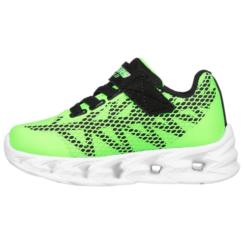 A bright green sneaker features a mesh upper with black accents and a white sole showcasing a dynamic design intended for active use in casual or athletic environments.