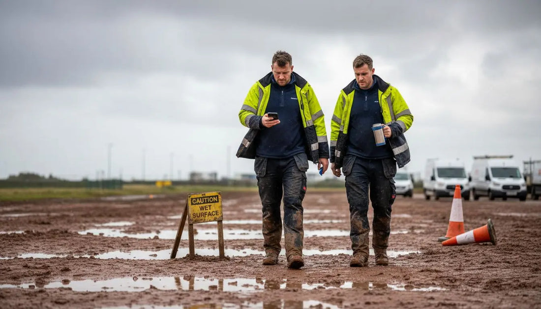 UK workers in layered waterproof workwear