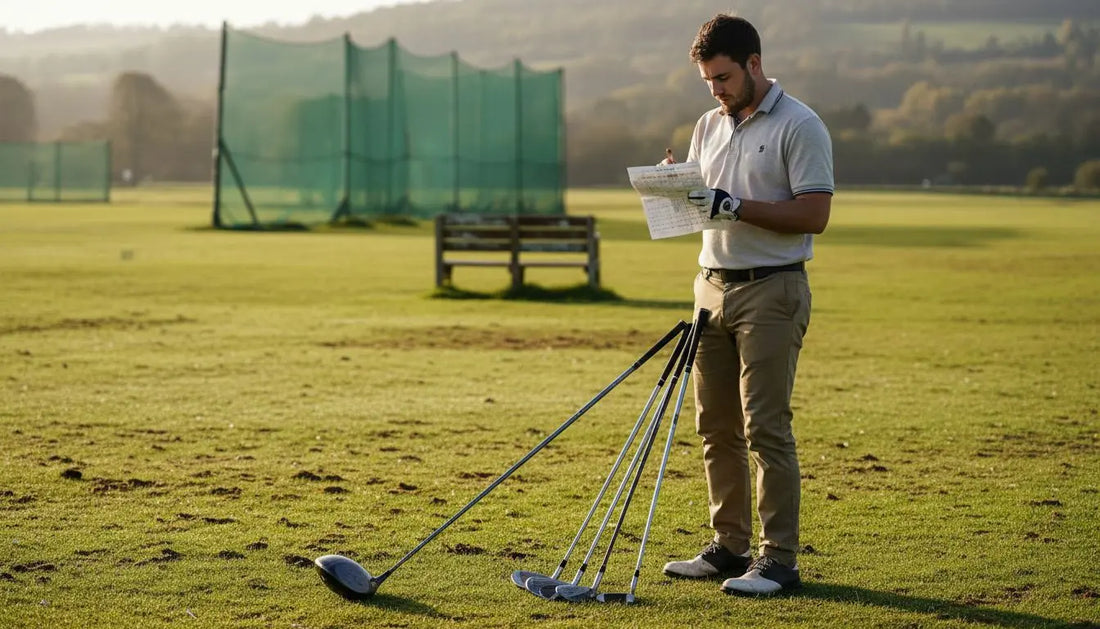 Beginner golfer choosing between different golf clubs