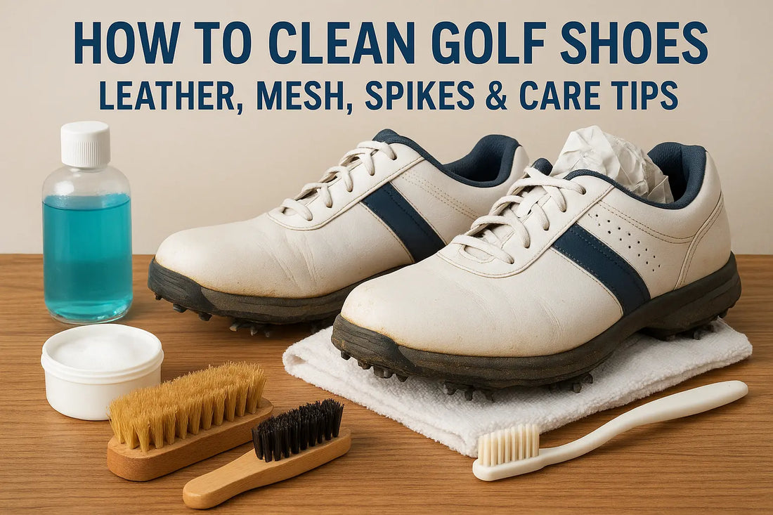 cleaning leather golf shoes with saddle soap and soft brush
