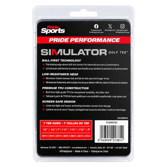 PrideSports Performance Golf Simulator Tees (7-Pack)