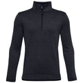Under Armour Junior SweaterFleece Half Zip Top 1360086 A black long-sleeve pullover is displayed facing away highlighting a high collar and textured fabric in a neutral setting without distractions