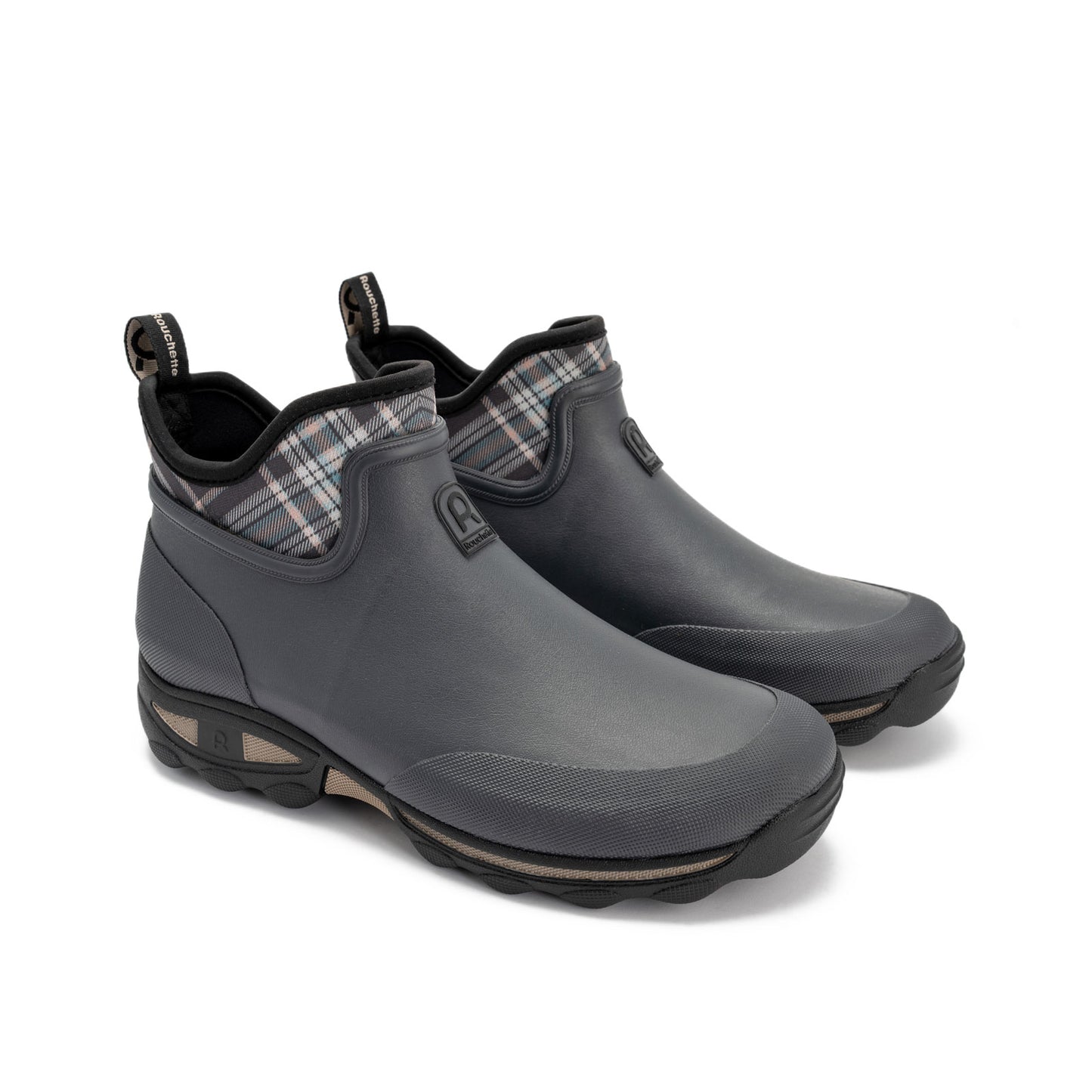 Rouchette Unisex Clean Plaid Ankle Boots Waterproof Neoprene Garden Wellies
