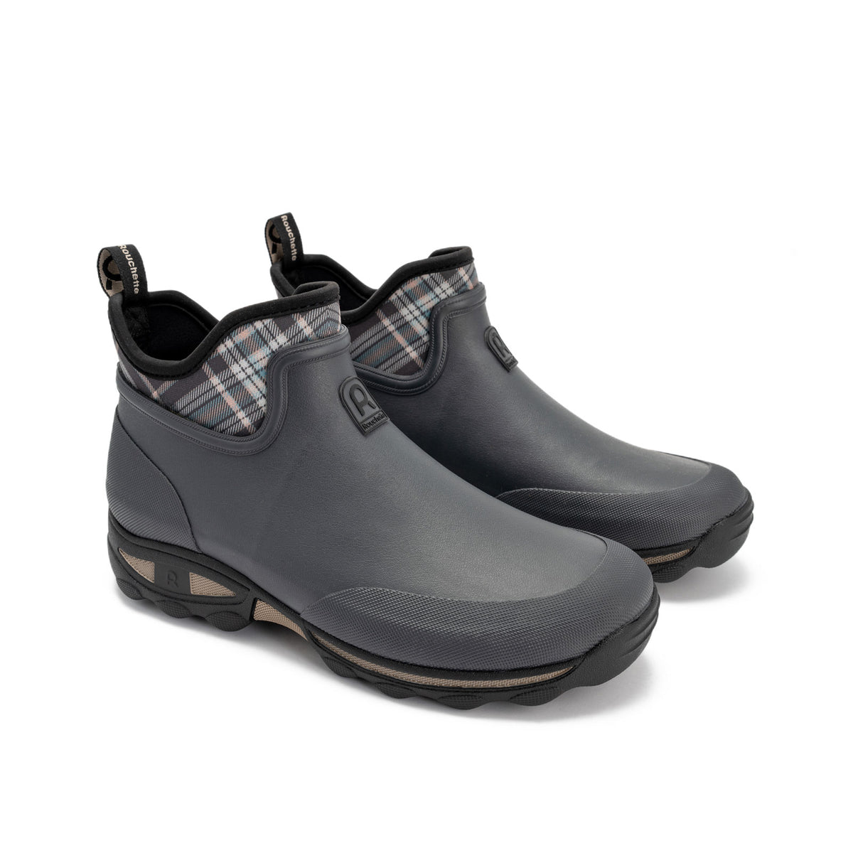 Rouchette Unisex Clean Plaid Ankle Boots Waterproof Neoprene Garden Wellies