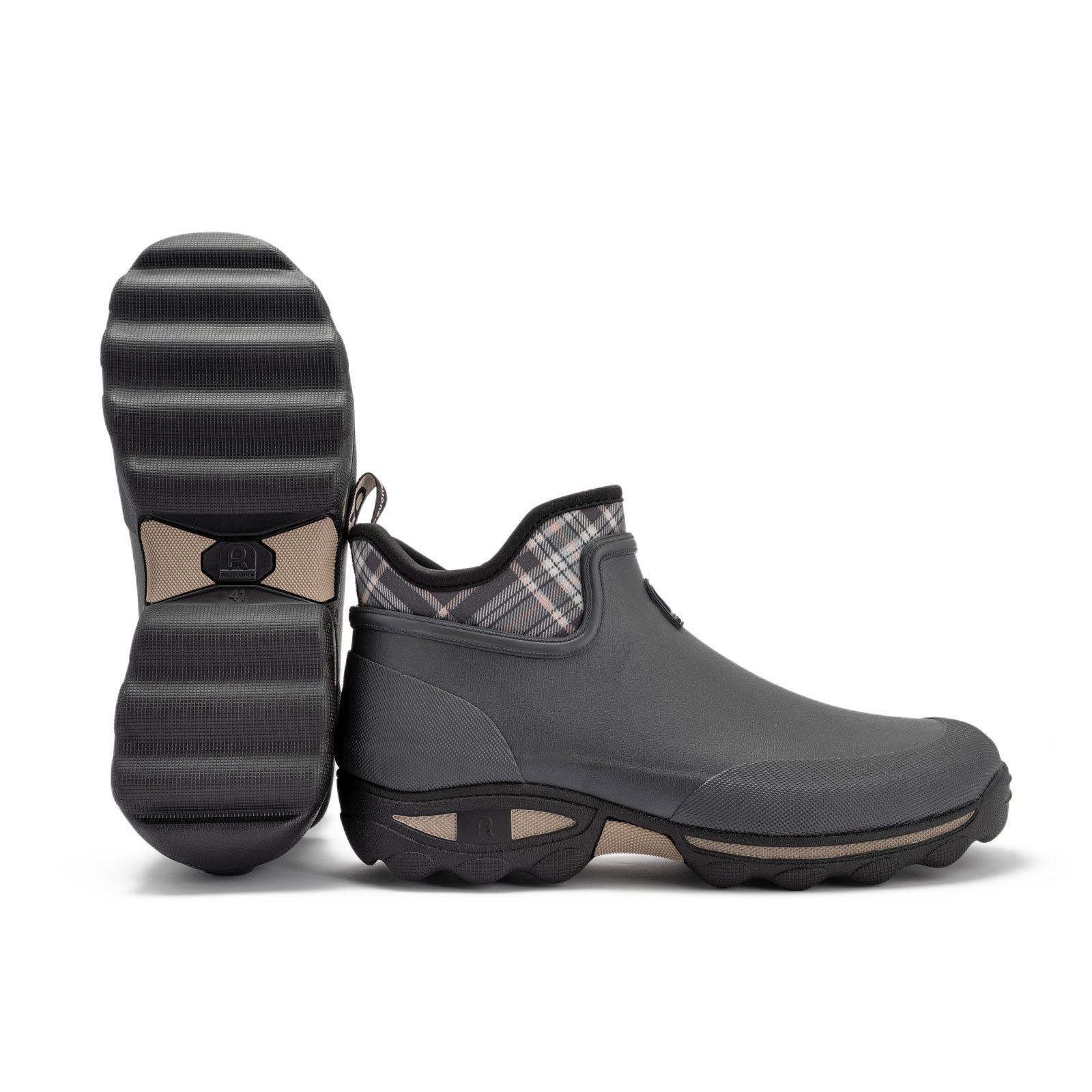 Rouchette Unisex Clean Plaid Ankle Boots Waterproof Neoprene Garden Wellies