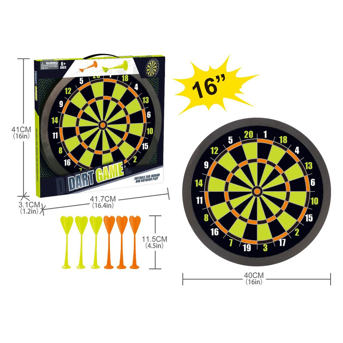 Pure4Fun Kids Toy 16" Magnetic Dartboard