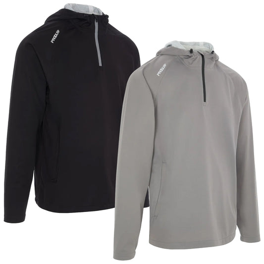 ProQuip Mens ProPac Lite Waterproof Hooded Half Zip Jacket