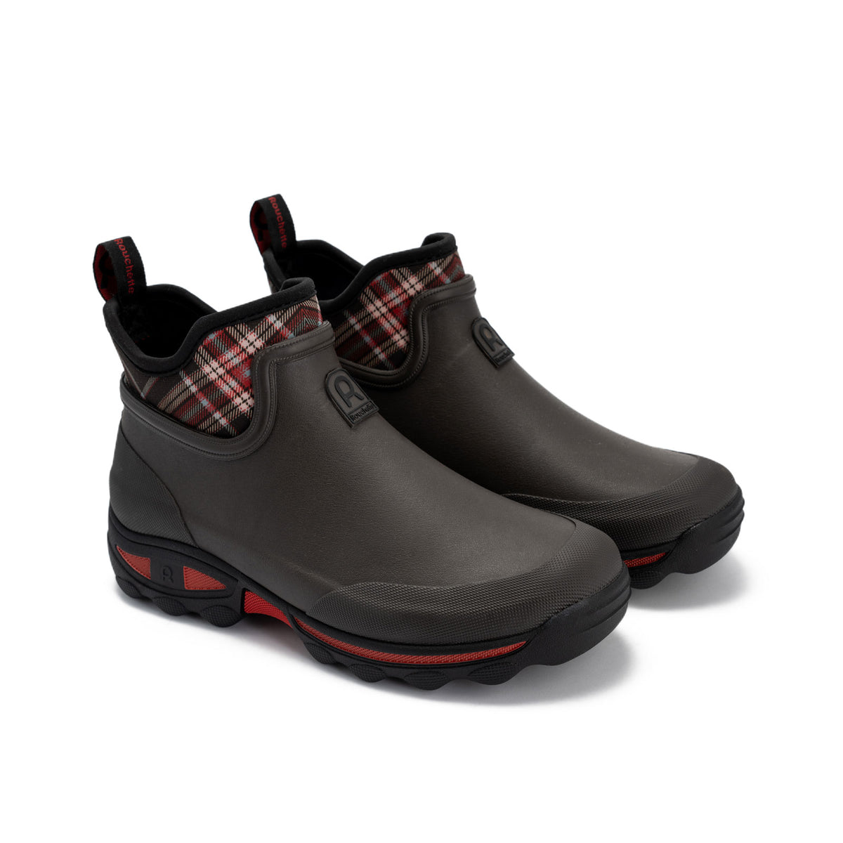 Rouchette Unisex Clean Plaid Ankle Boots Waterproof Neoprene Garden Wellies