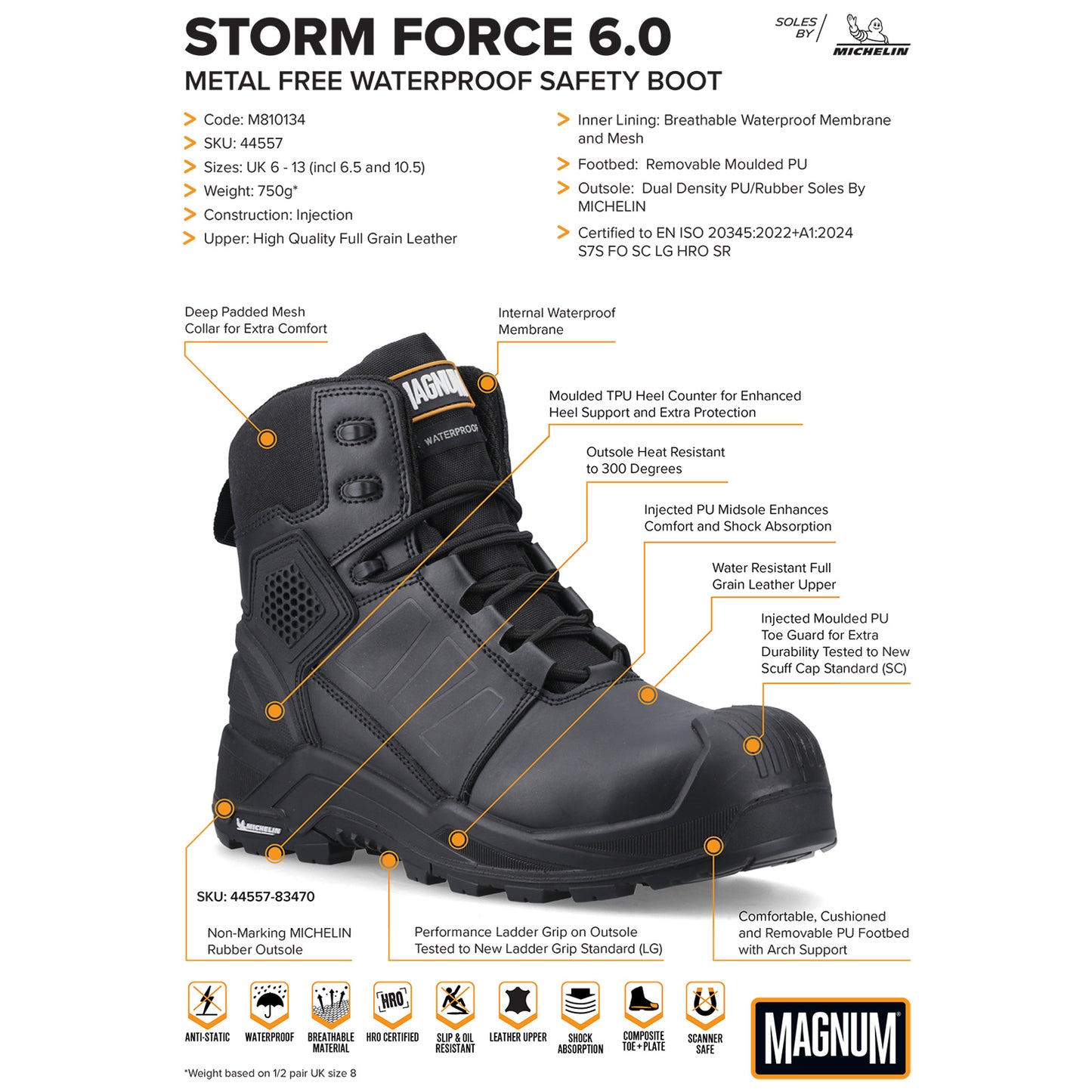Magnum Unisex Storm Force 6.0 S7 Safety Boots