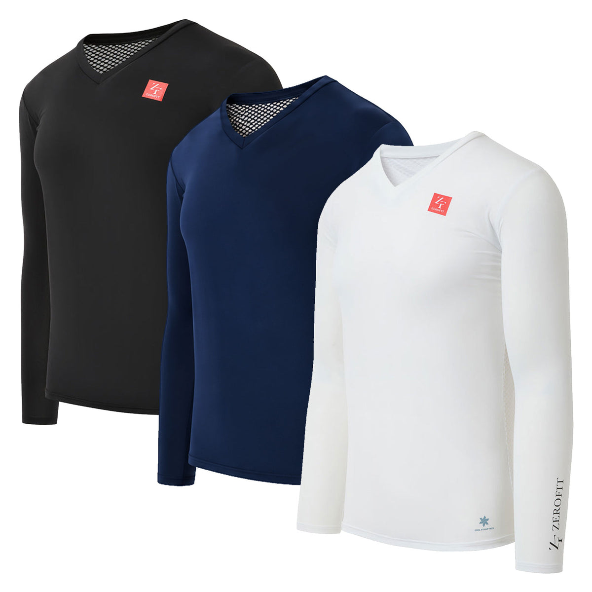 Zerofit Unisex IceSkin V-Neck Long Sleeve Base Layer Top