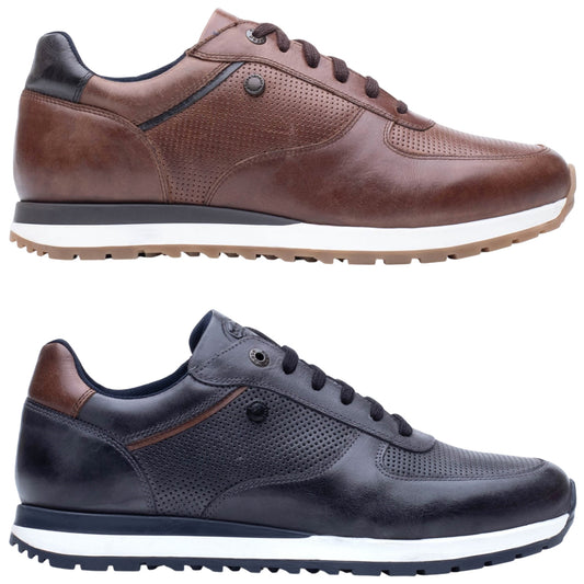 Base London Mens Lancaster Casual Leather Trainers AR01