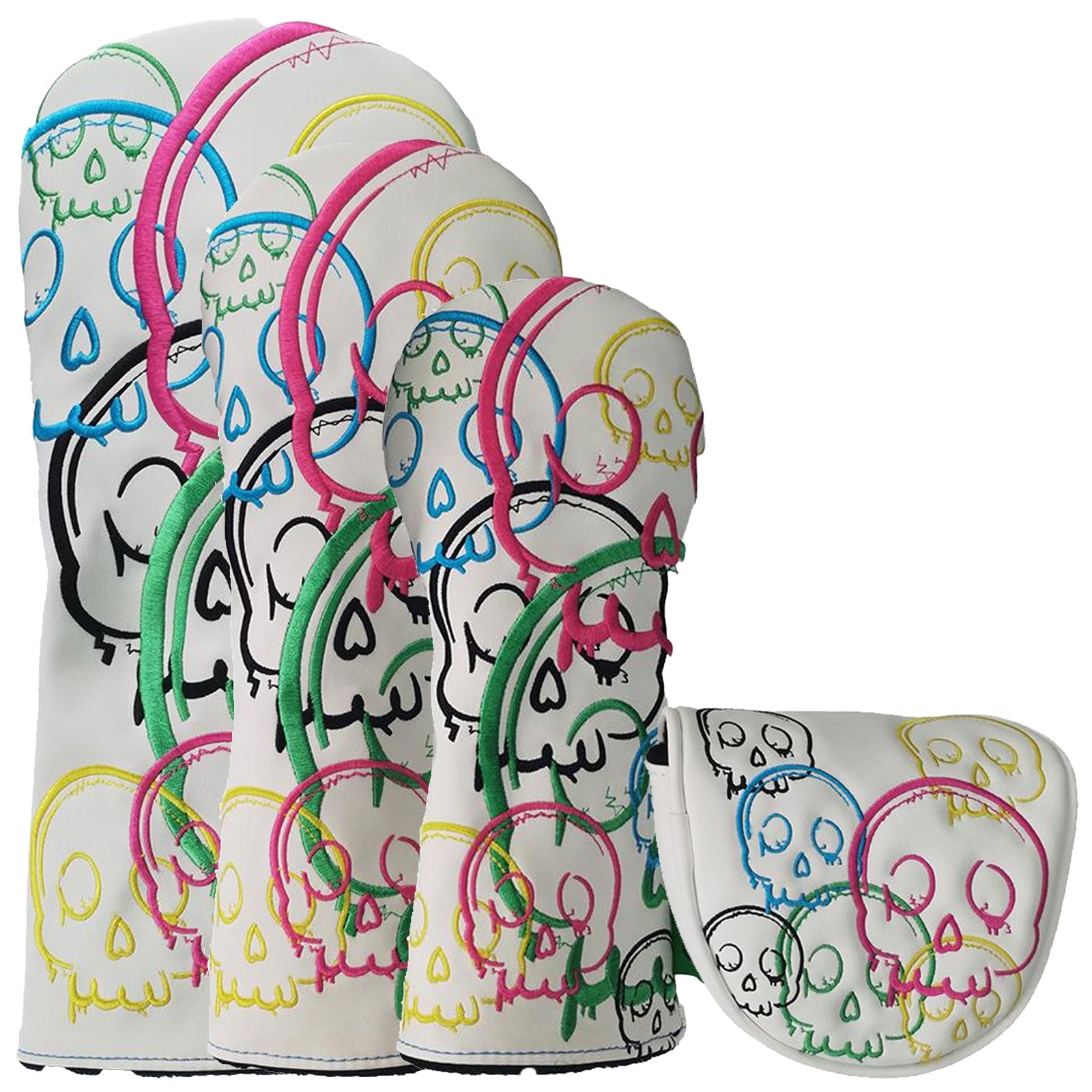 Legend Golf Club Lucky Skulls Headcovers - White / Colours