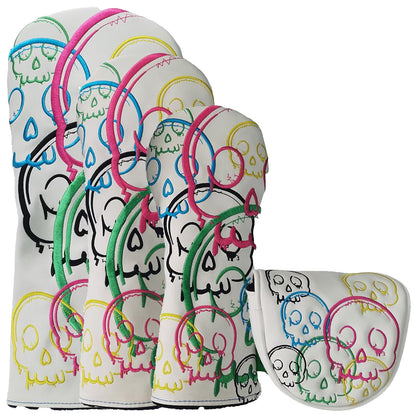 Legend Golf Club Lucky Skulls Headcovers - White / Colours