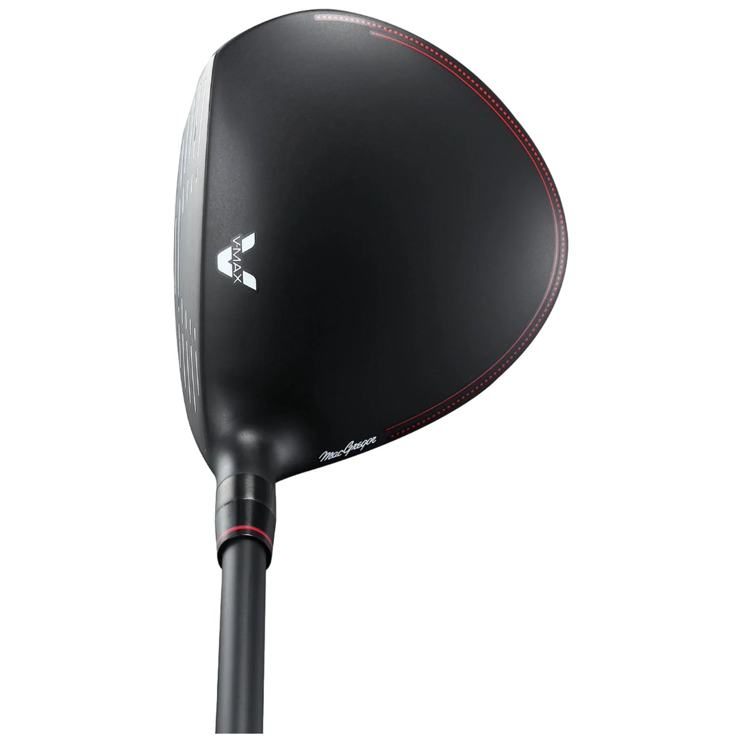 A black golf driver with a glossy finish rests vertically showcasing its large, rounded head and a sleek shaft designed for powerful swings on a golf course.