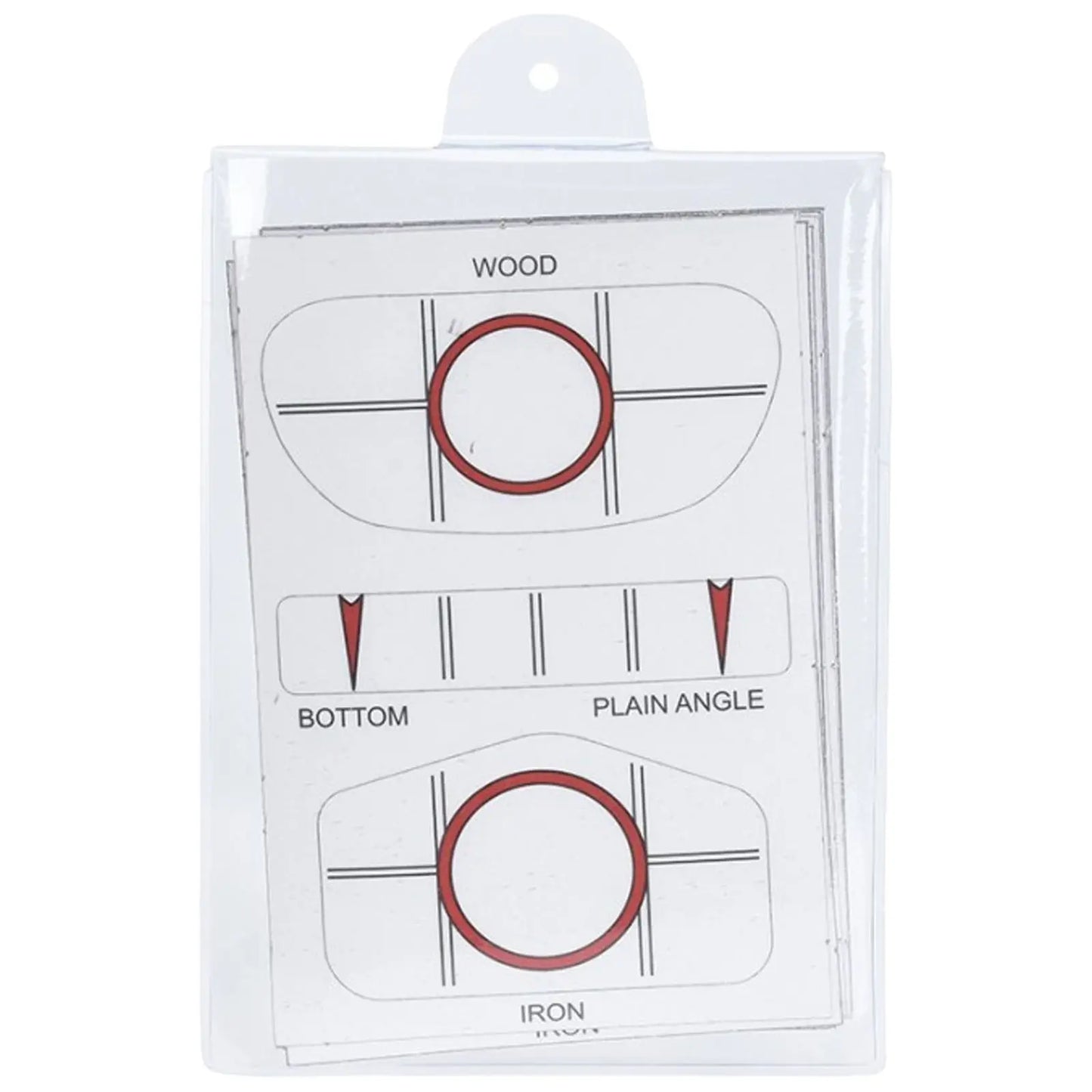 A clear plastic holder contains several instructional cards illustrating different angles for woodworking and metalworking labeled WOOD BOTTOM PLAIN ANGLE and IRON showing diagrams with red and black lines.