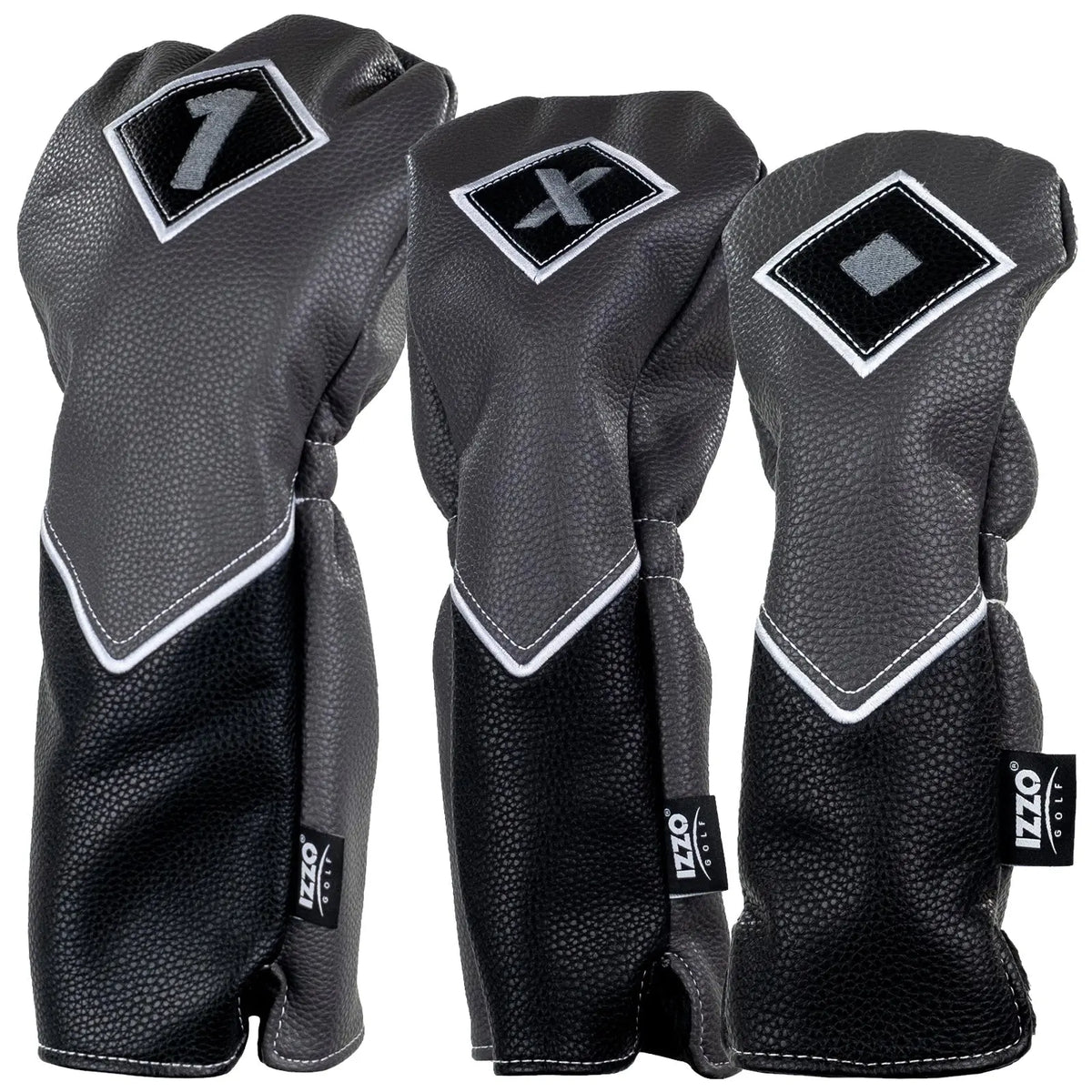 Izzo Golf Premium Headcovers - Black / Grey