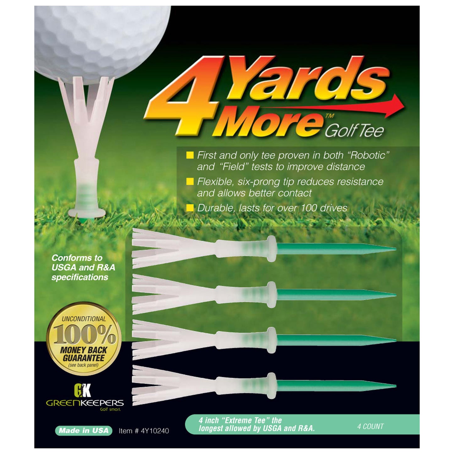 GreenKeepers 4 Yards More Golf Tees