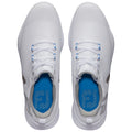 Two white athletic shoes are positioned neatly with laces tied. The context suggests a fresh and clean appearance, suitable for sports or casual wear, highlighting simplicity and style.