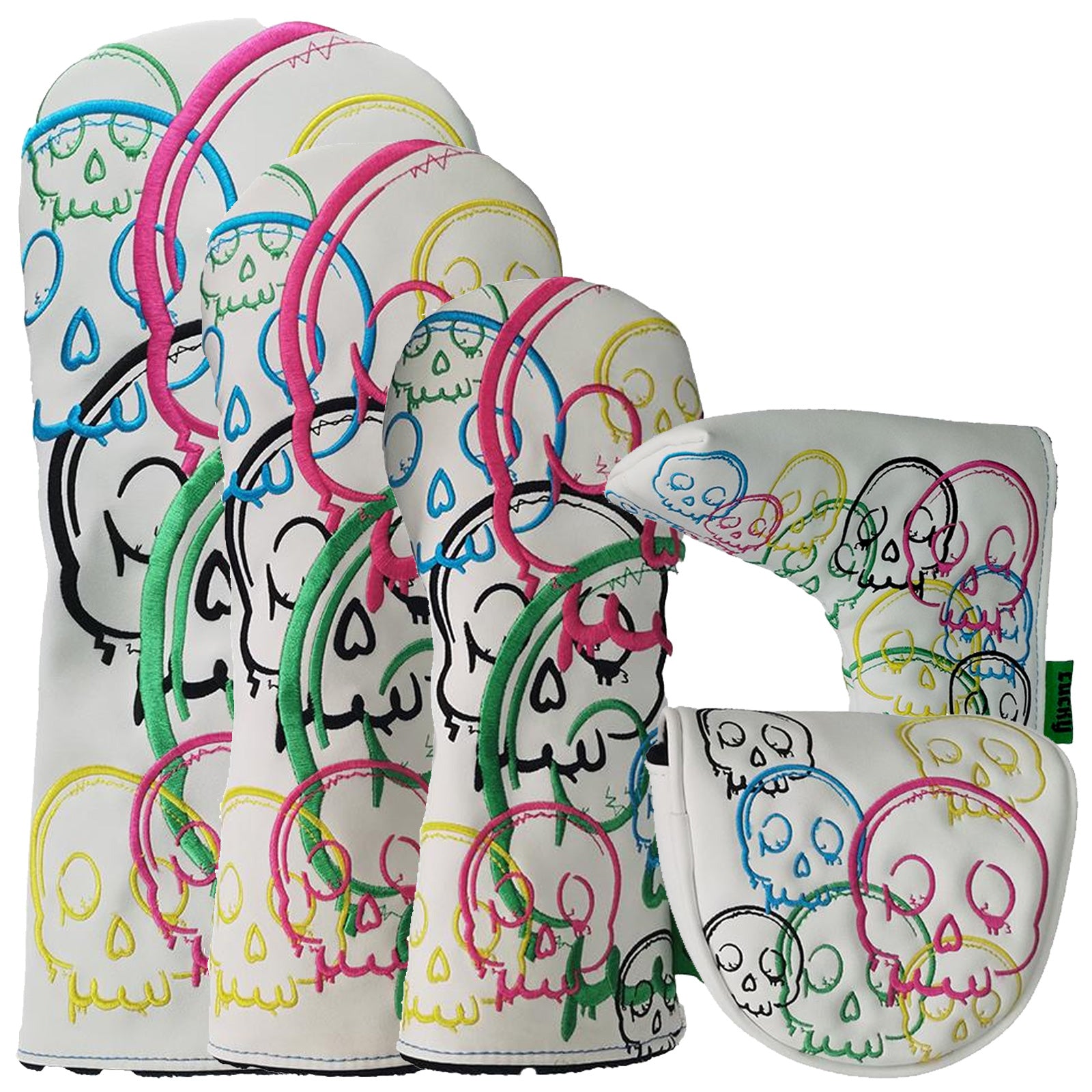 Legend Golf Club Lucky Skulls Headcovers - White / Colours
