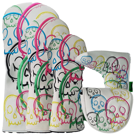 Legend Golf Club Lucky Skulls Headcovers - White / Colours