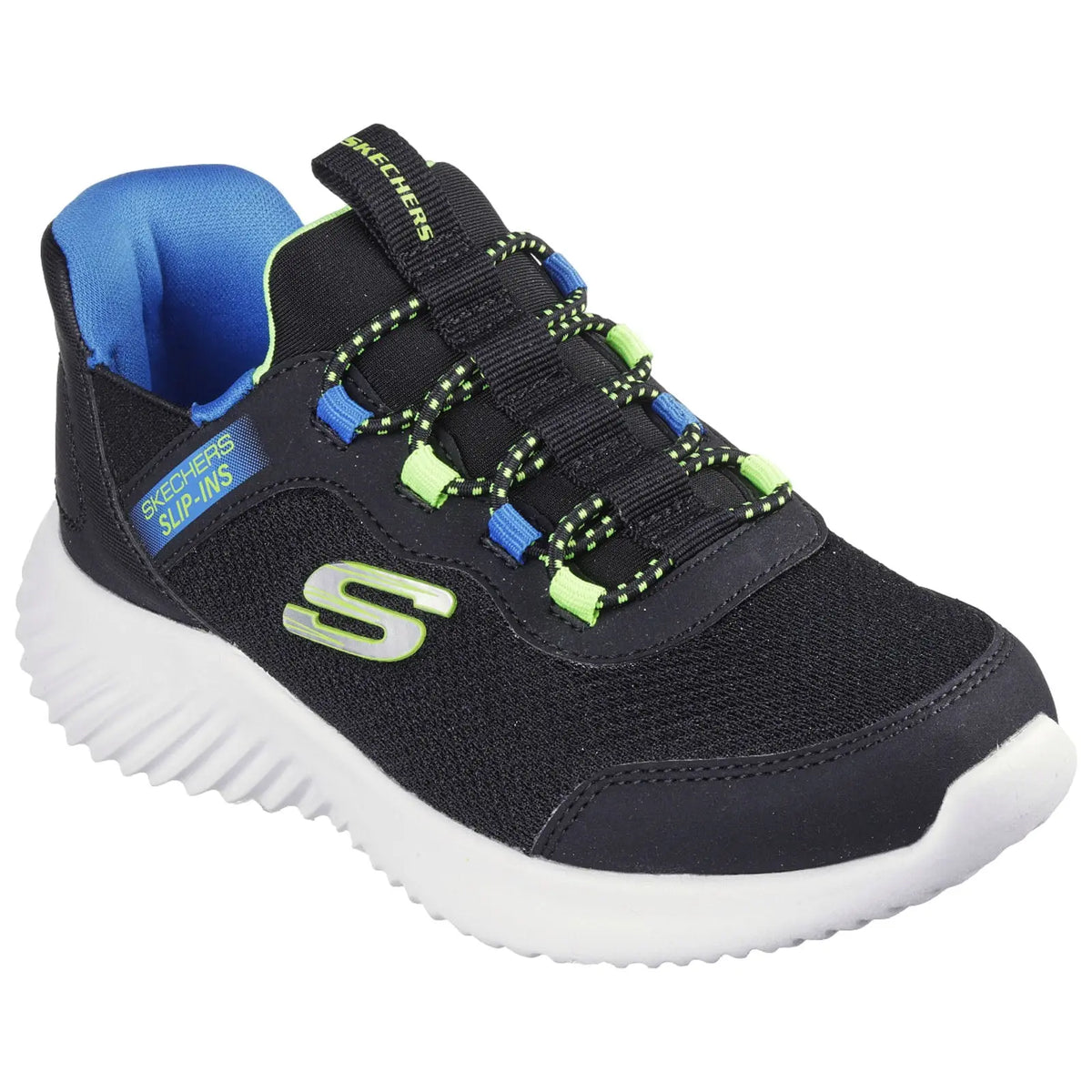 Skechers Junior Bounder Brisk Burst Slip-Ins Trainers - 11K UK / Black / Lime