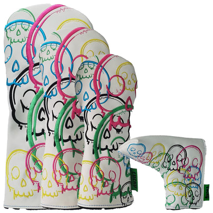 Legend Golf Club Lucky Skulls Headcovers - White / Colours