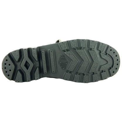 A rugged shoe sole features a textured pattern with deep grooves and treads designed for traction reflecting a durable construction suitable for outdoor activities