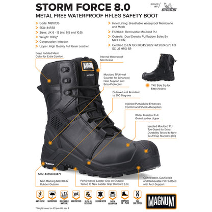 Magnum Unisex Storm Force 8.0 Side-Zip S7 Safety Boots