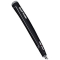 A black golf club grip with white text reading Golf Pride and Pro Only is presented upright against a plain background showcasing the grip's textured surface for improved hold.
