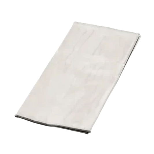 A flat rectangular fabric object is lying on a surface displaying a smooth texture and light color designed for use as a towel or cloth in various contexts.
