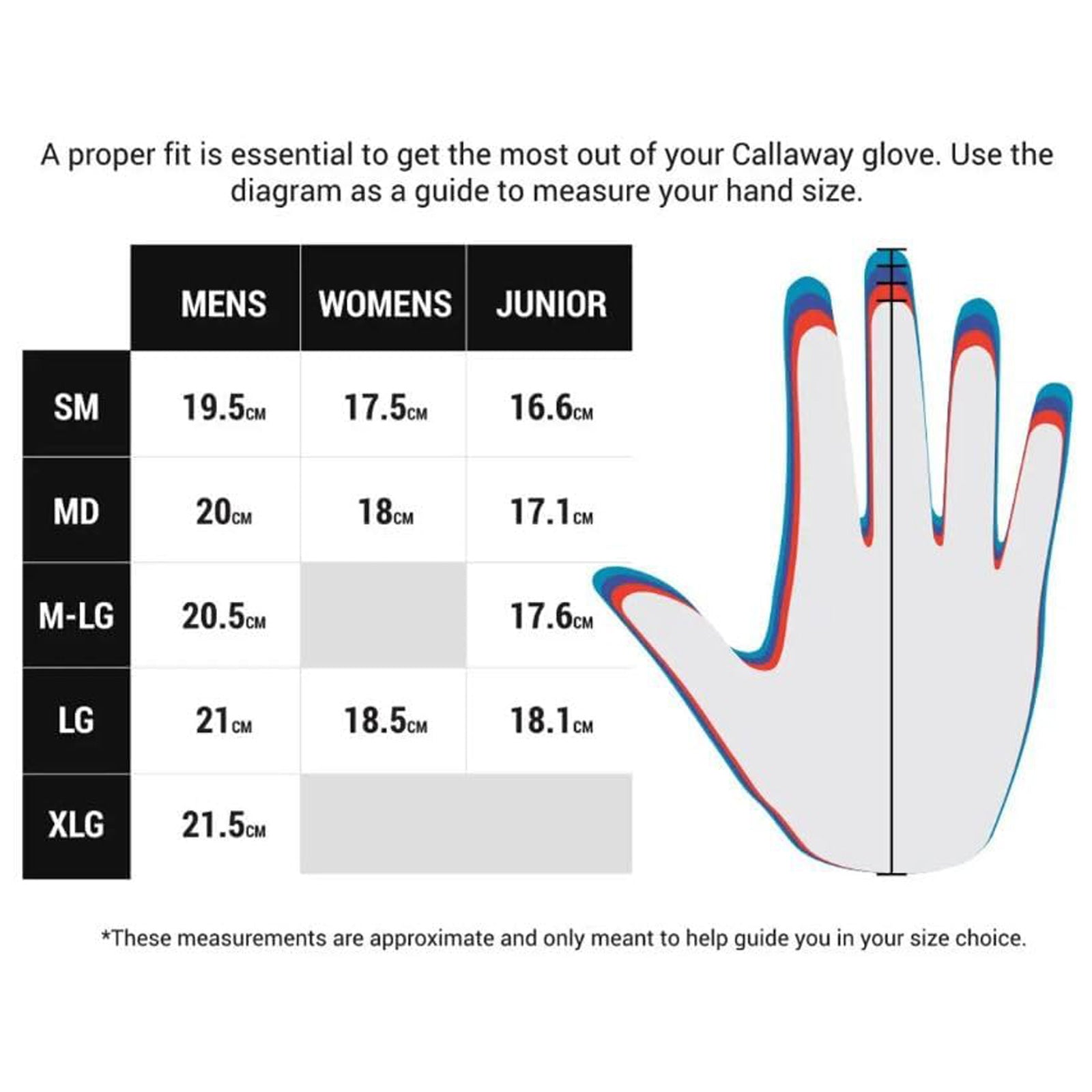 Callaway Junior Kids Weather Spann Left Hand Golf Glove