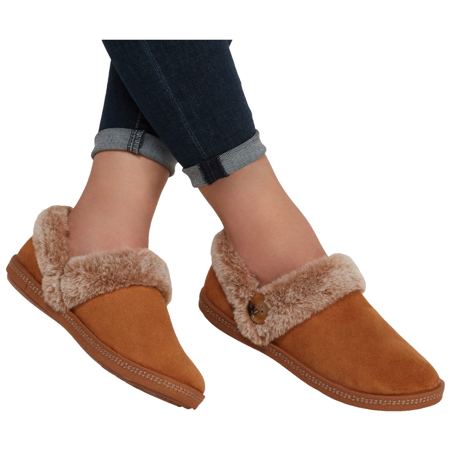 Skechers Ladies Cozy Campfire French Toast Slippers (Wide Fit)