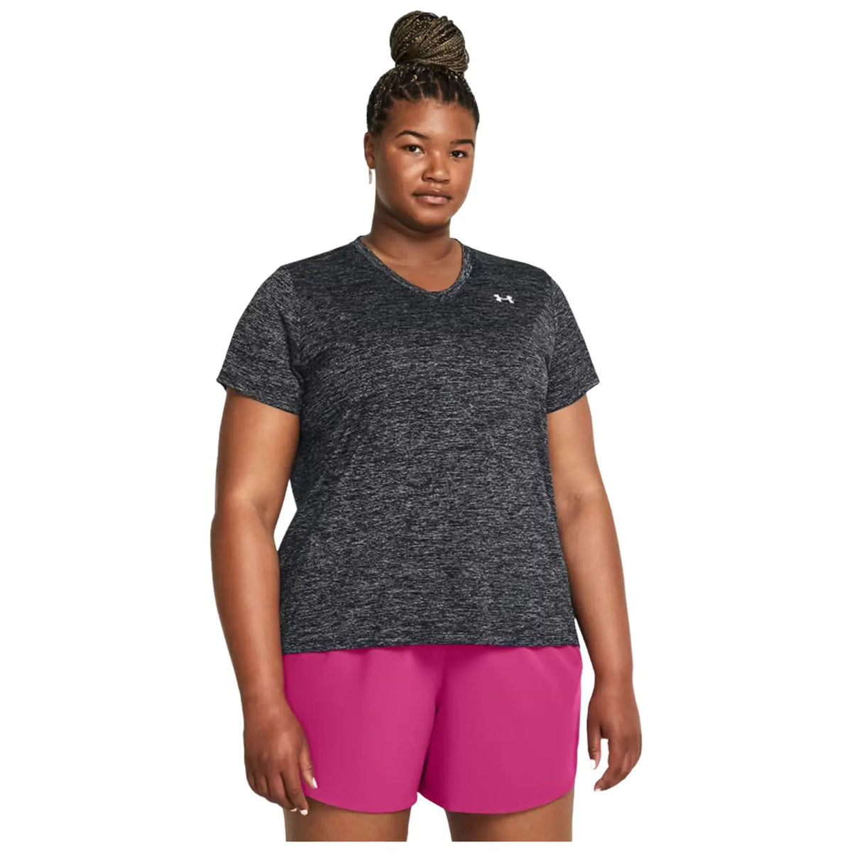 Under Armour Ladies Plus Size Tech Twist T-Shirt - 1X / Black / White