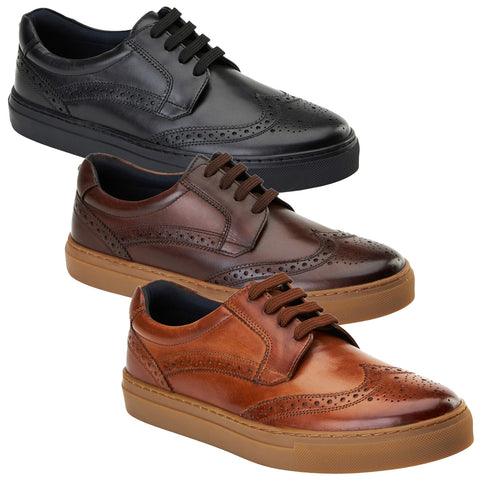 Base London Mens Clapton Leather Brogue Casual Shoes AF03