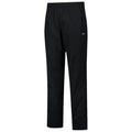 Black pants with a streamlined design feature an elastic waistband and a zippered pocket on the side suitable for outdoor activities or casual use.