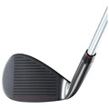 A golf club is shown angled slightly with its face towards the viewer displaying grooves for grip the context suggests a focus on golfing equipment typically used on a course.