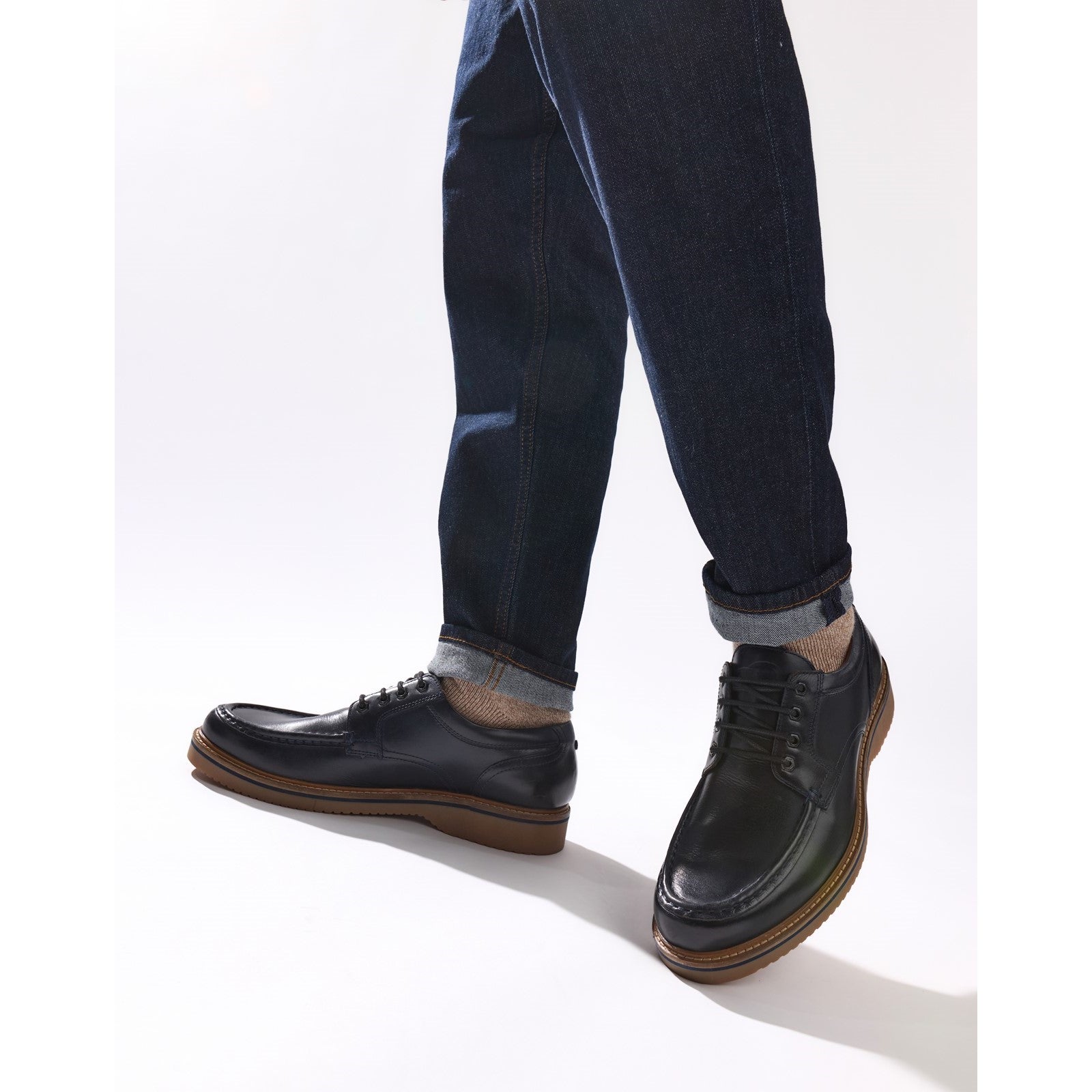 Base London Mens Langdon Leather Apron Toe Shoes