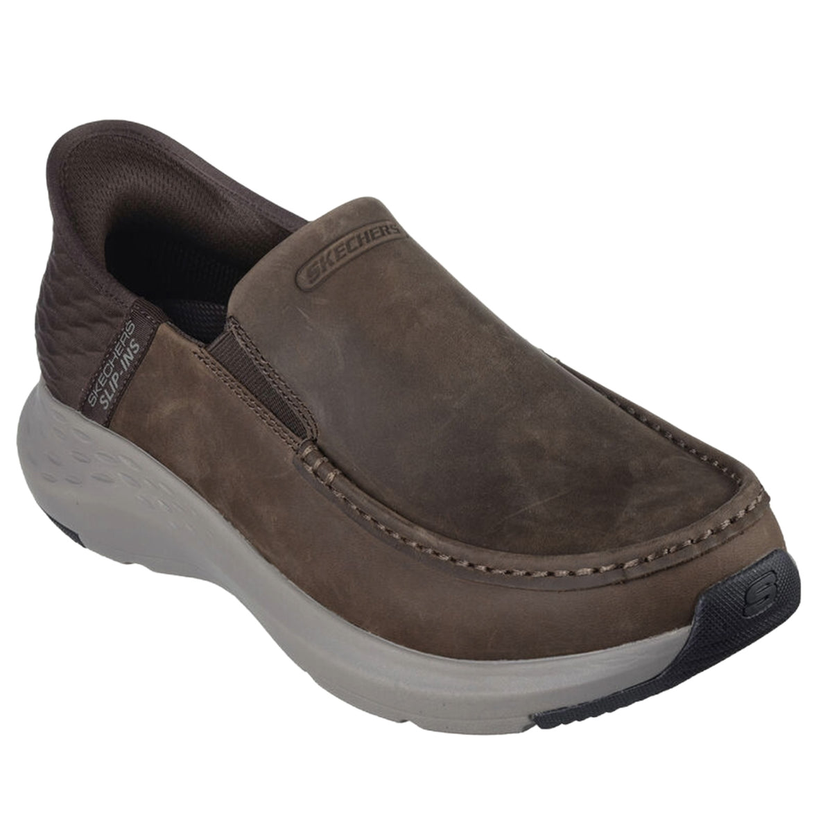 Skechers Mens Parson Oswin Slip-Ins Leather Shoes - 8.5 UK / Cocoa Brown