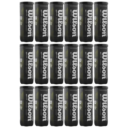 A grid of black cylindrical containers labeled Wilson is displayed with white text showing the brand name and product information each container stands upright in a neat arrangement