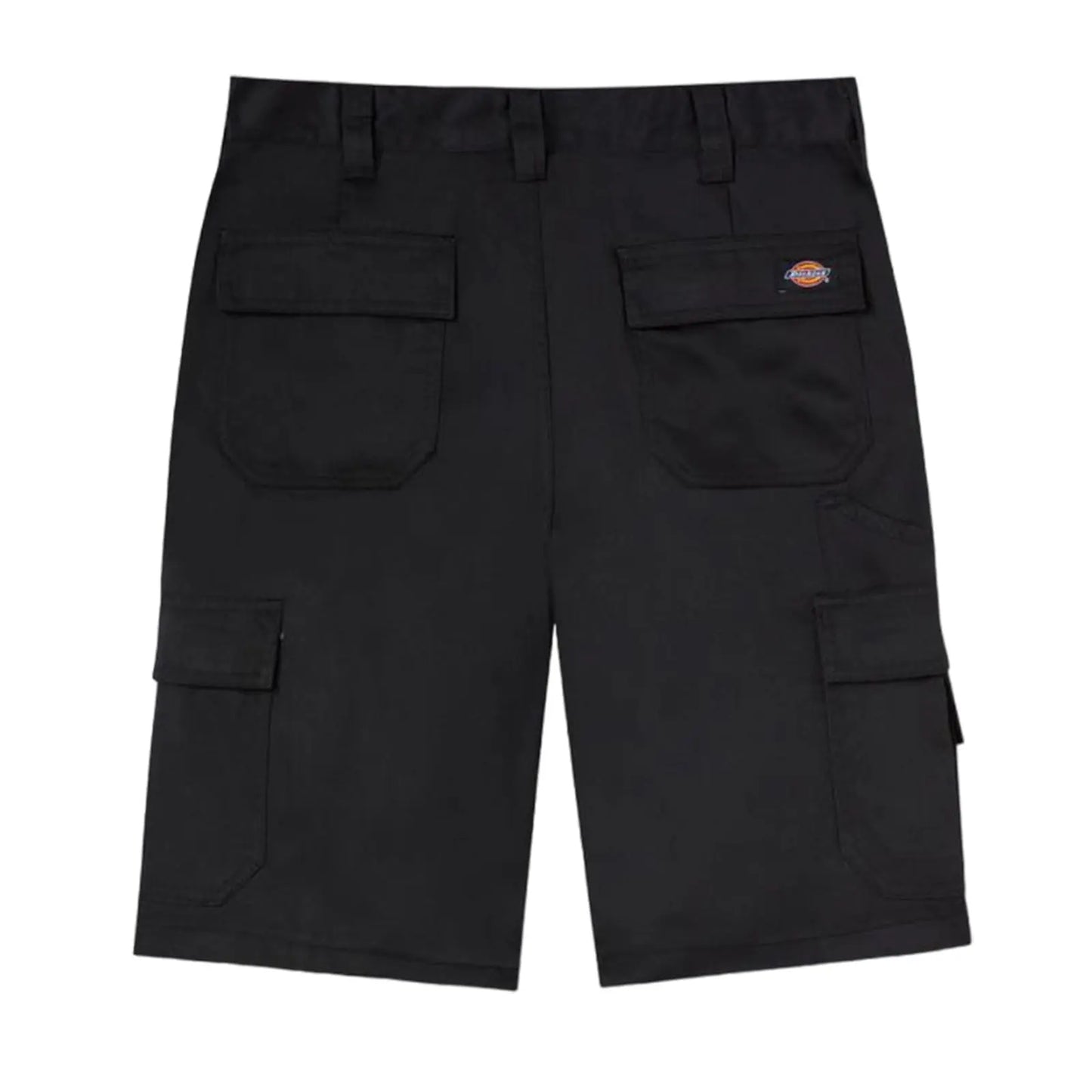 Black cargo shorts are displayed flat with multiple pockets showcasing a practical design suitable for casual or outdoor wear against a plain white background