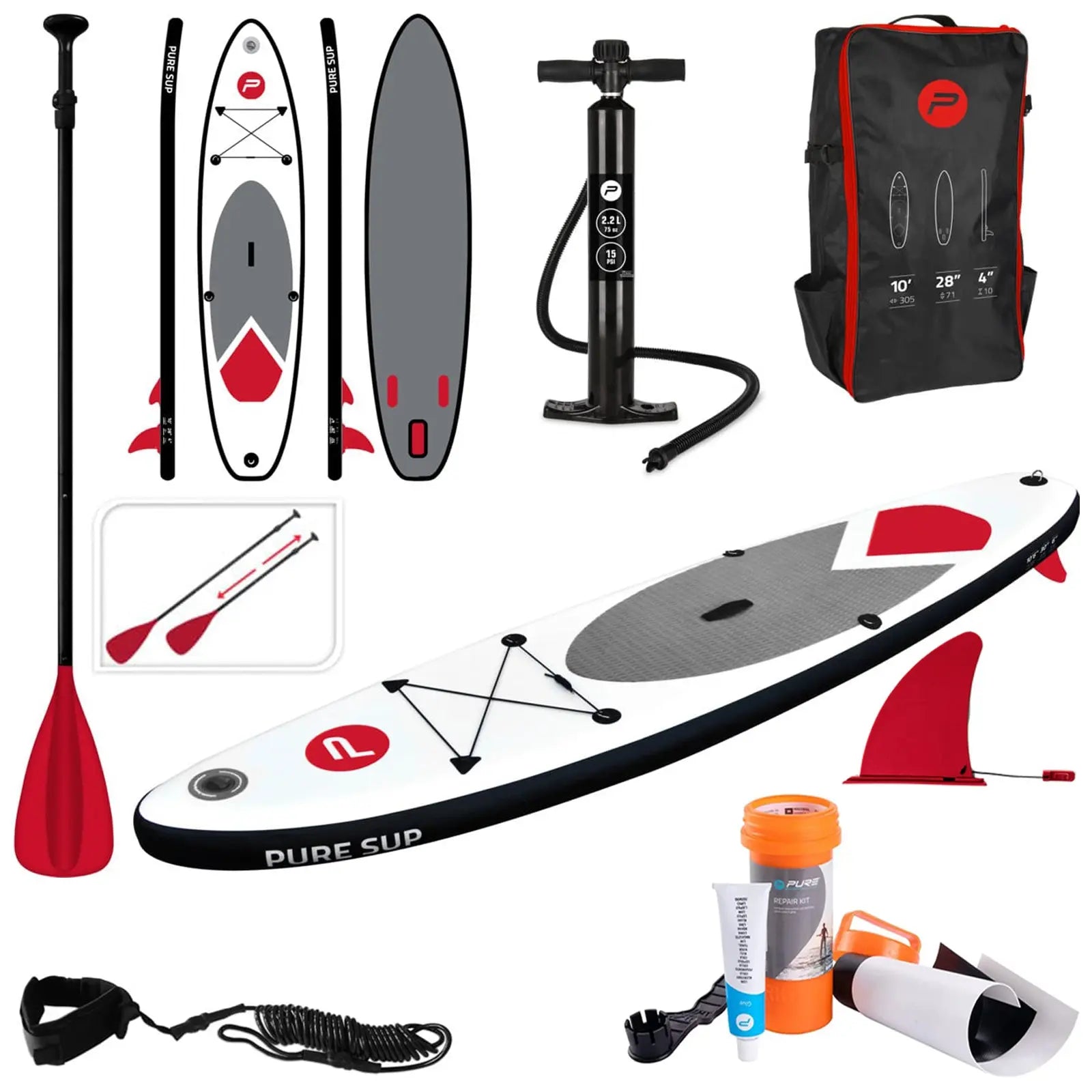 Sup Kb Pure4Fun Inflatable Stand-Up Paddle SUP Board Sets - More Sports